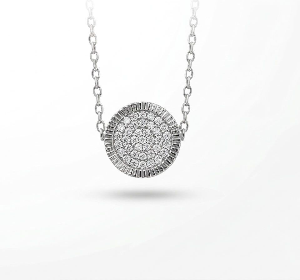 Eternal Sparkle Pavé Disc Pendant Necklace