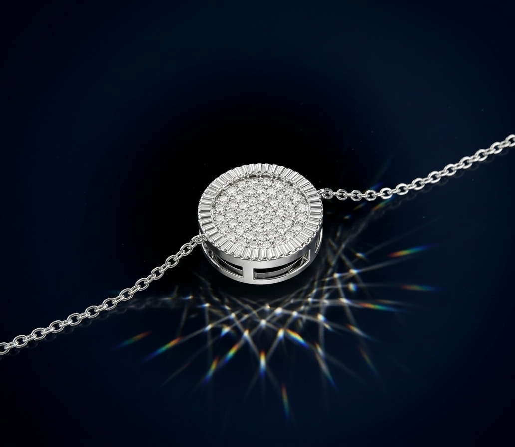 Eternal Sparkle Pavé Disc Pendant Necklace