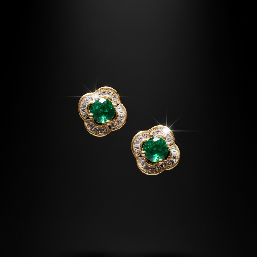 Emerald Bloom Stud Earrings