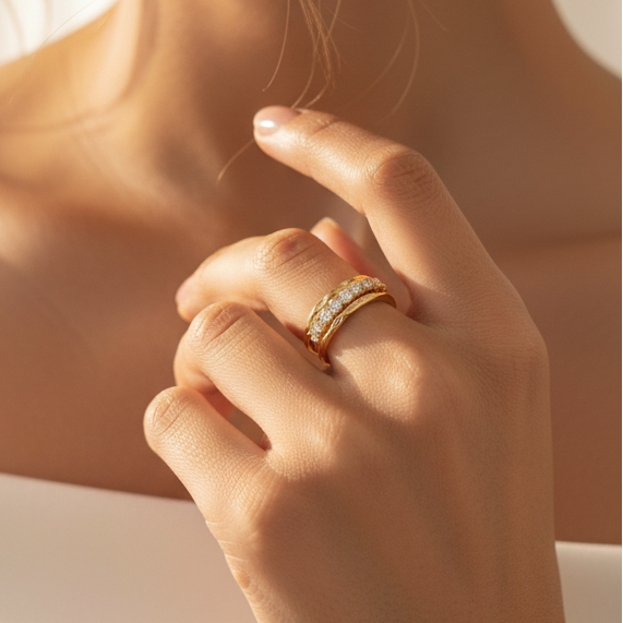Celeste Dual Band Open Ring