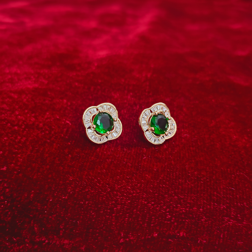 Emerald Bloom Stud Earrings