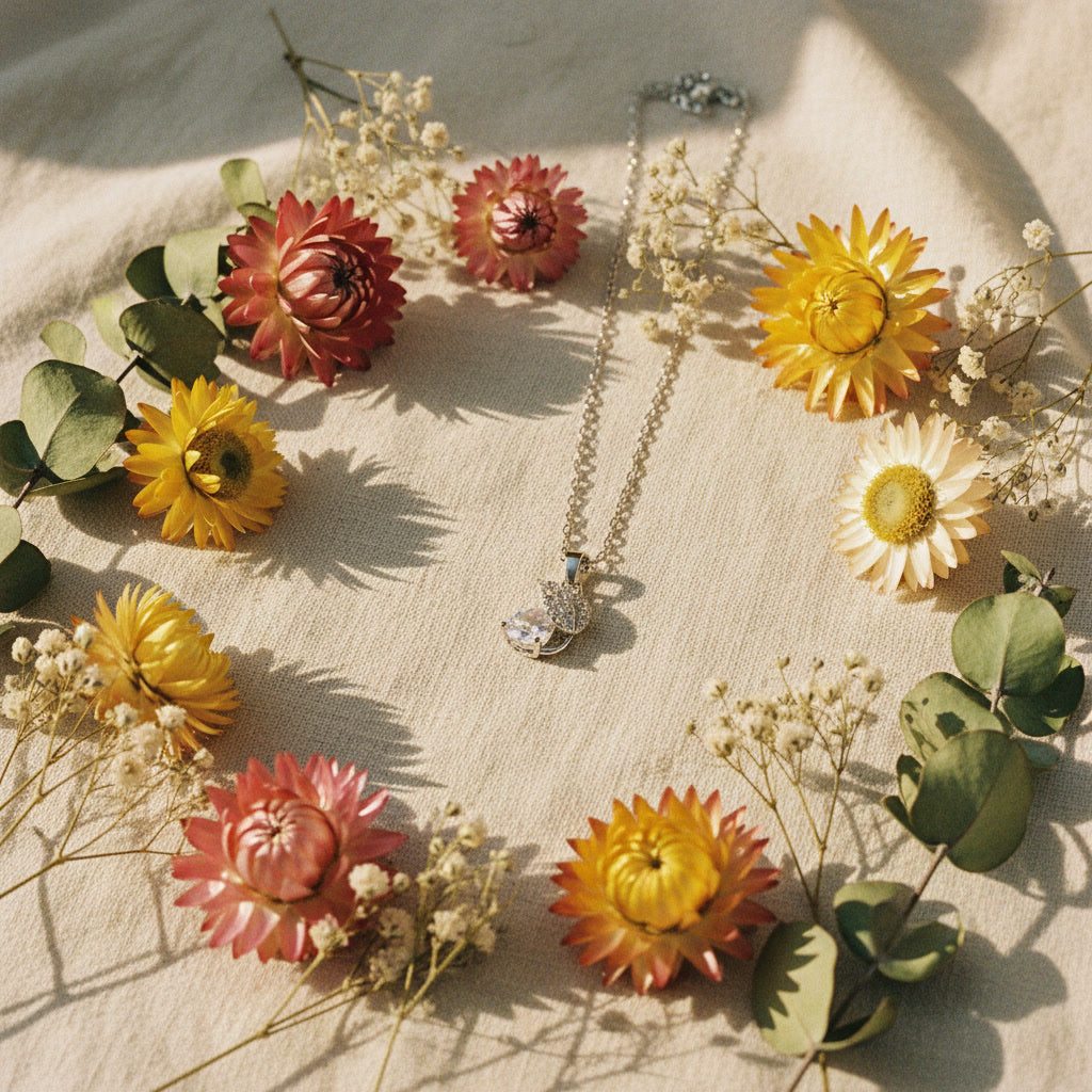 Crystal Leaf Drop Pendant Necklace