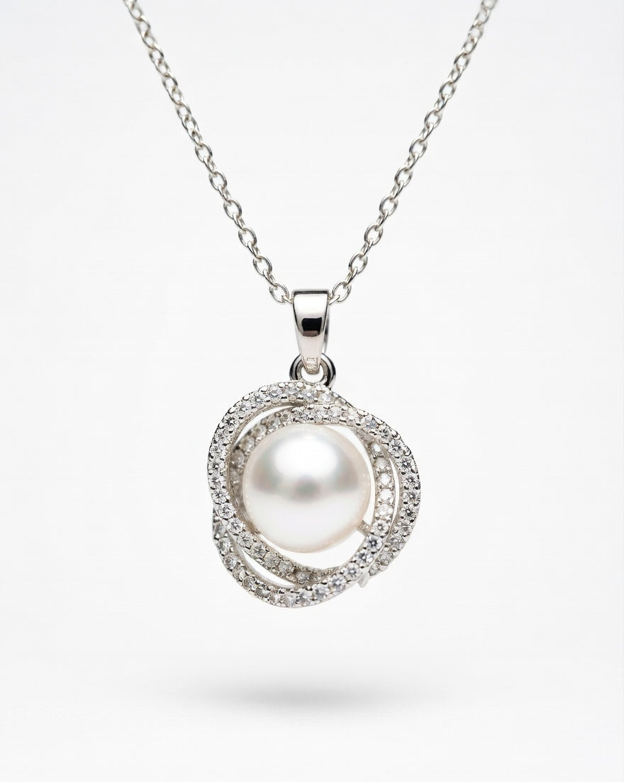 Celestial Pearl Orbit Pendant Necklace