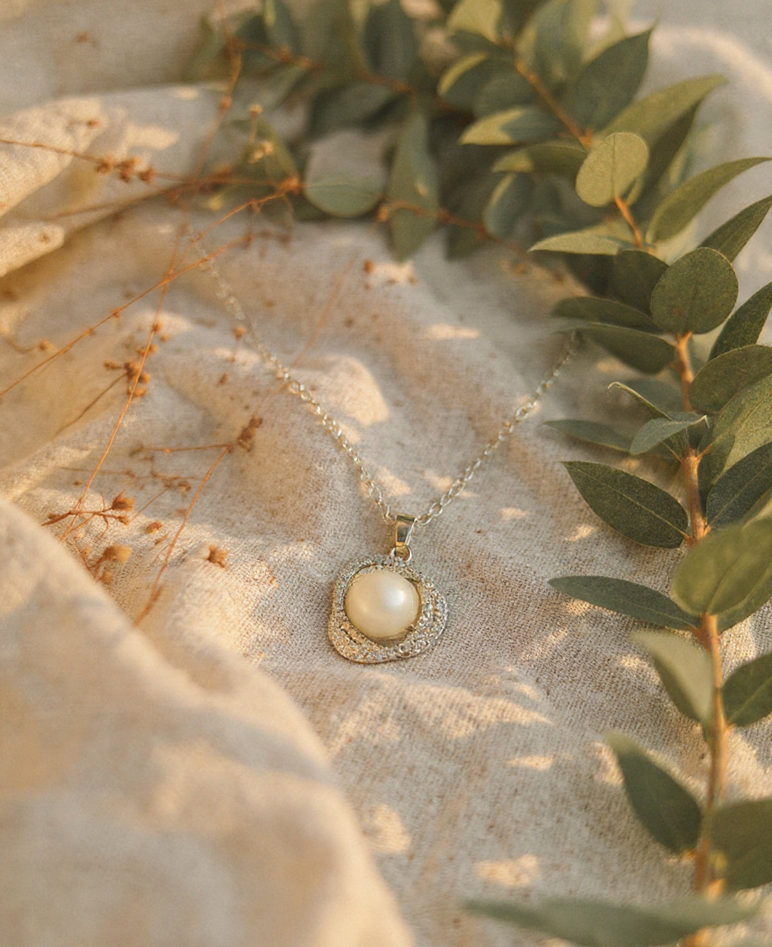 Celestial Pearl Orbit Pendant Necklace
