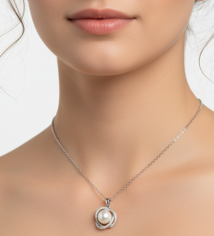 Celestial Pearl Orbit Pendant Necklace