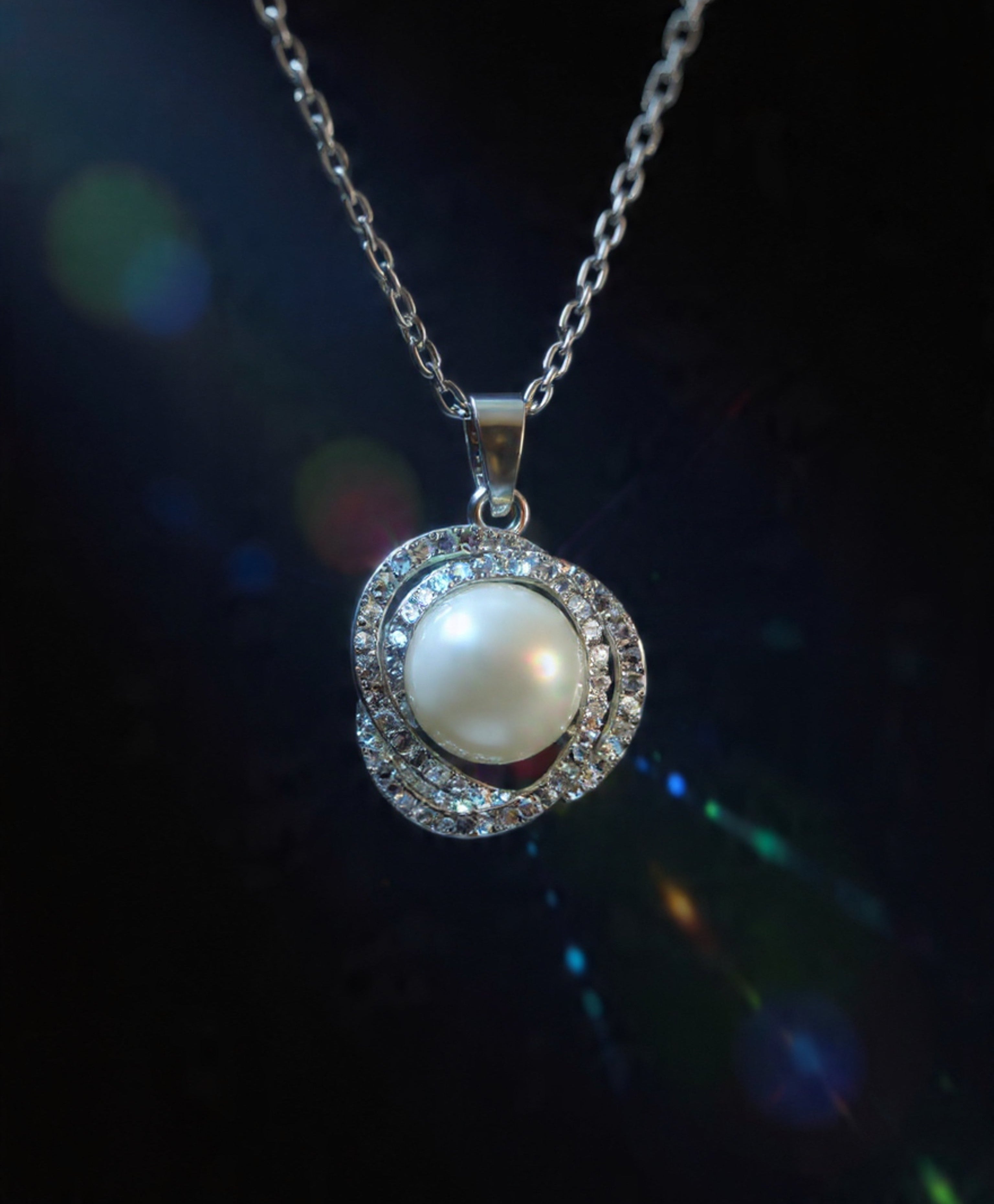 Celestial Pearl Orbit Pendant Necklace