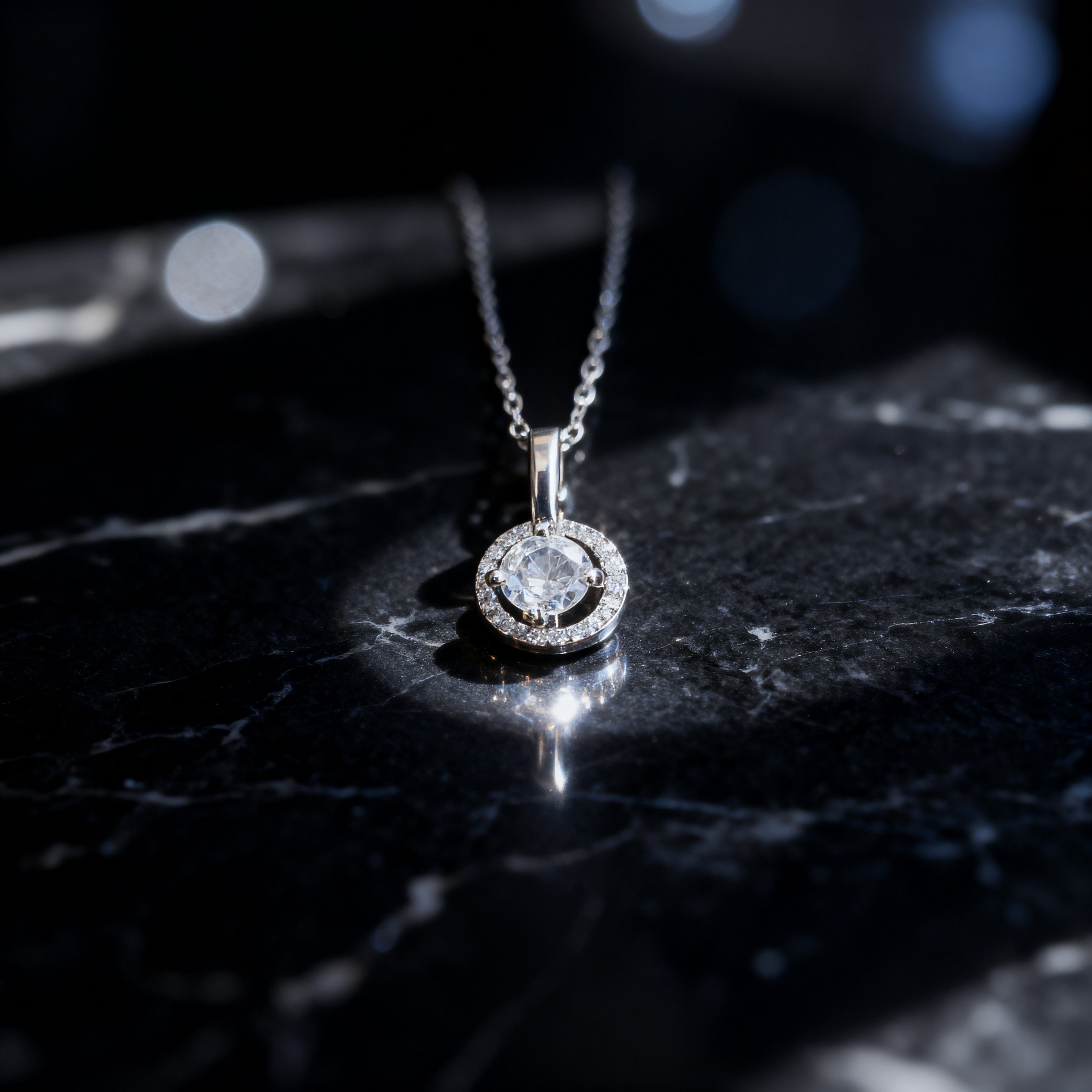 Classic Halo Round Brilliant Pendant Necklace