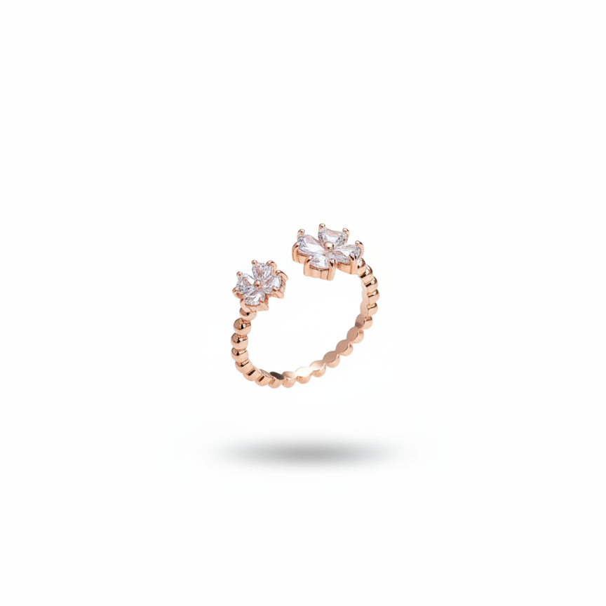 Celeste Bloom Dual Floral Open Ring