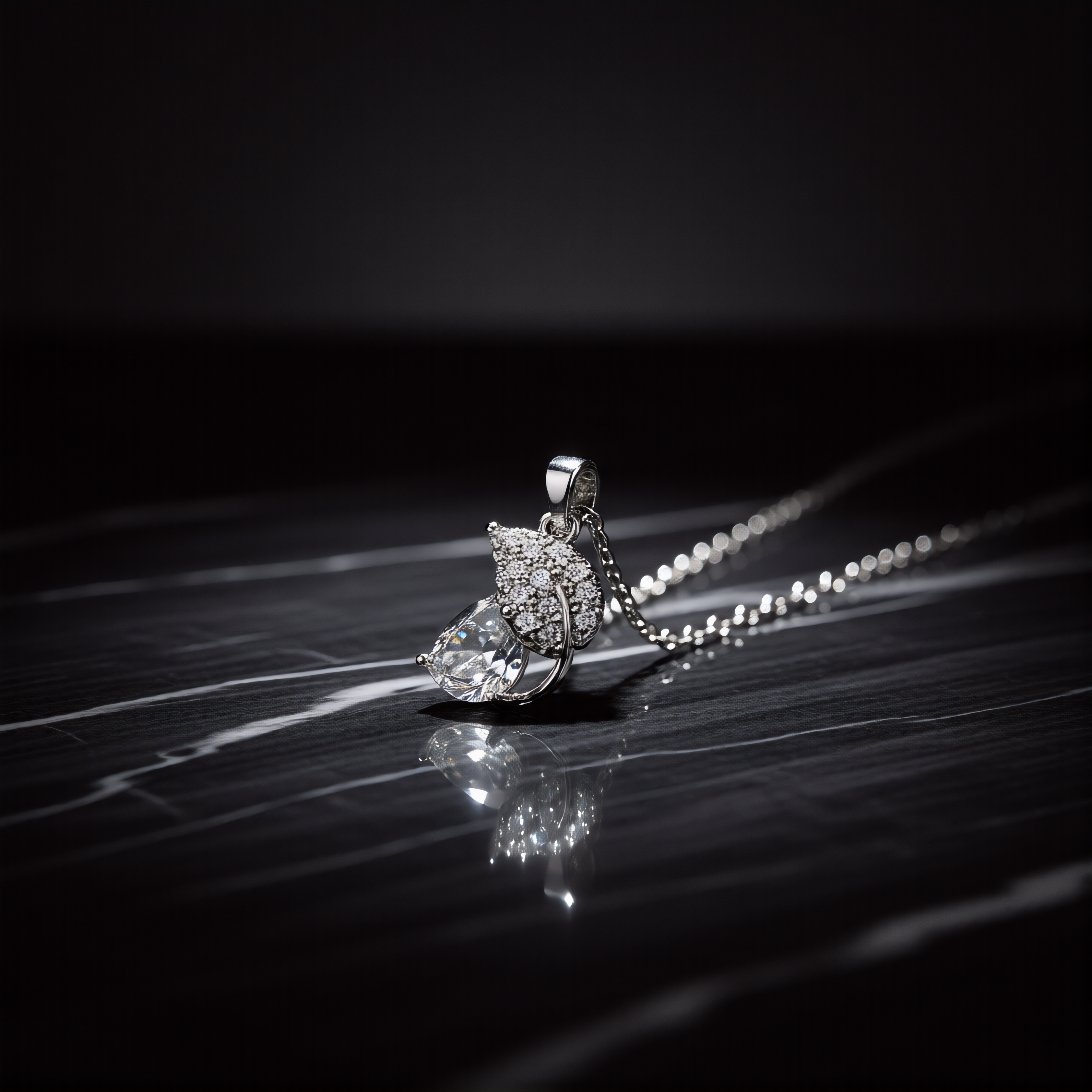 Crystal Leaf Drop Pendant Necklace