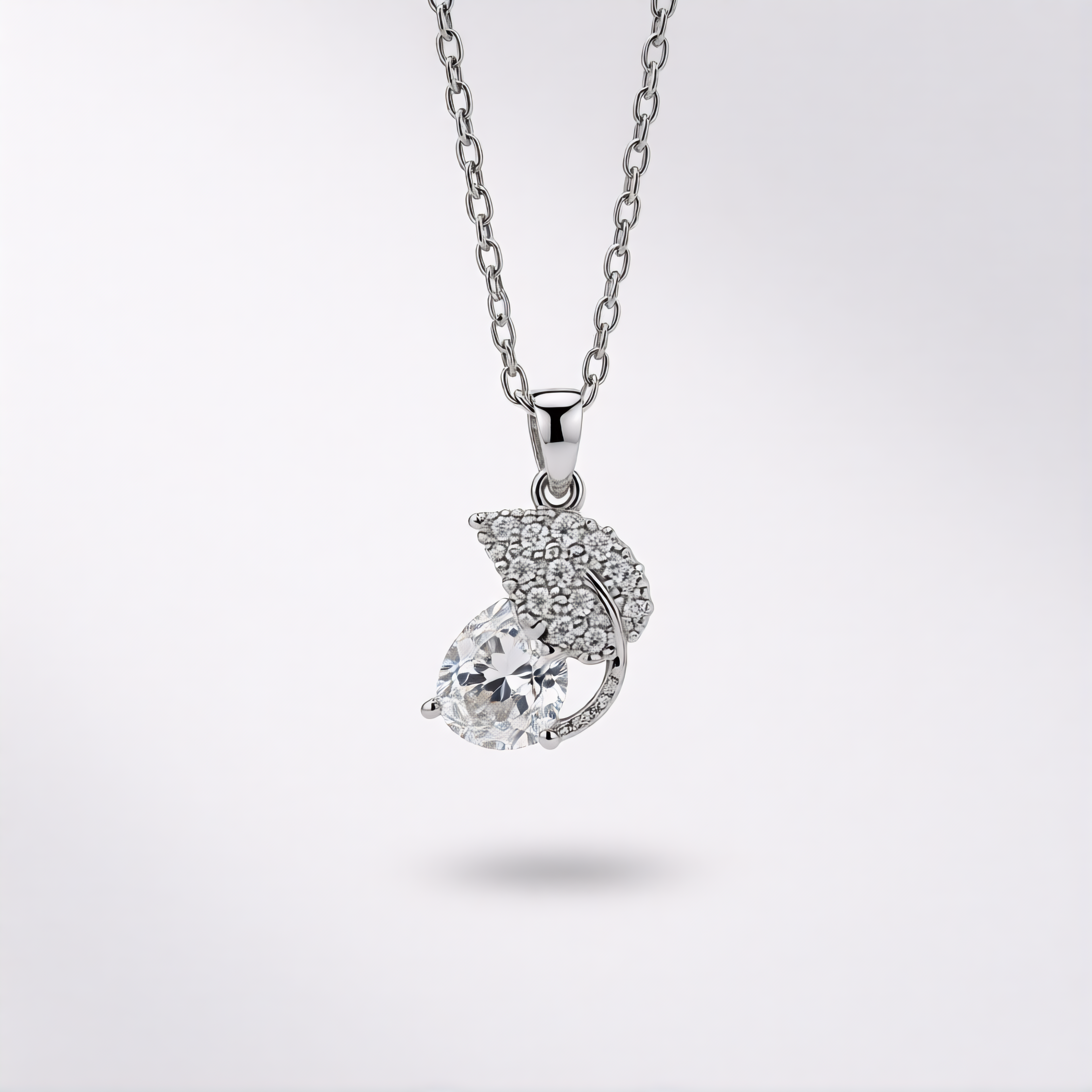Crystal Leaf Drop Pendant Necklace