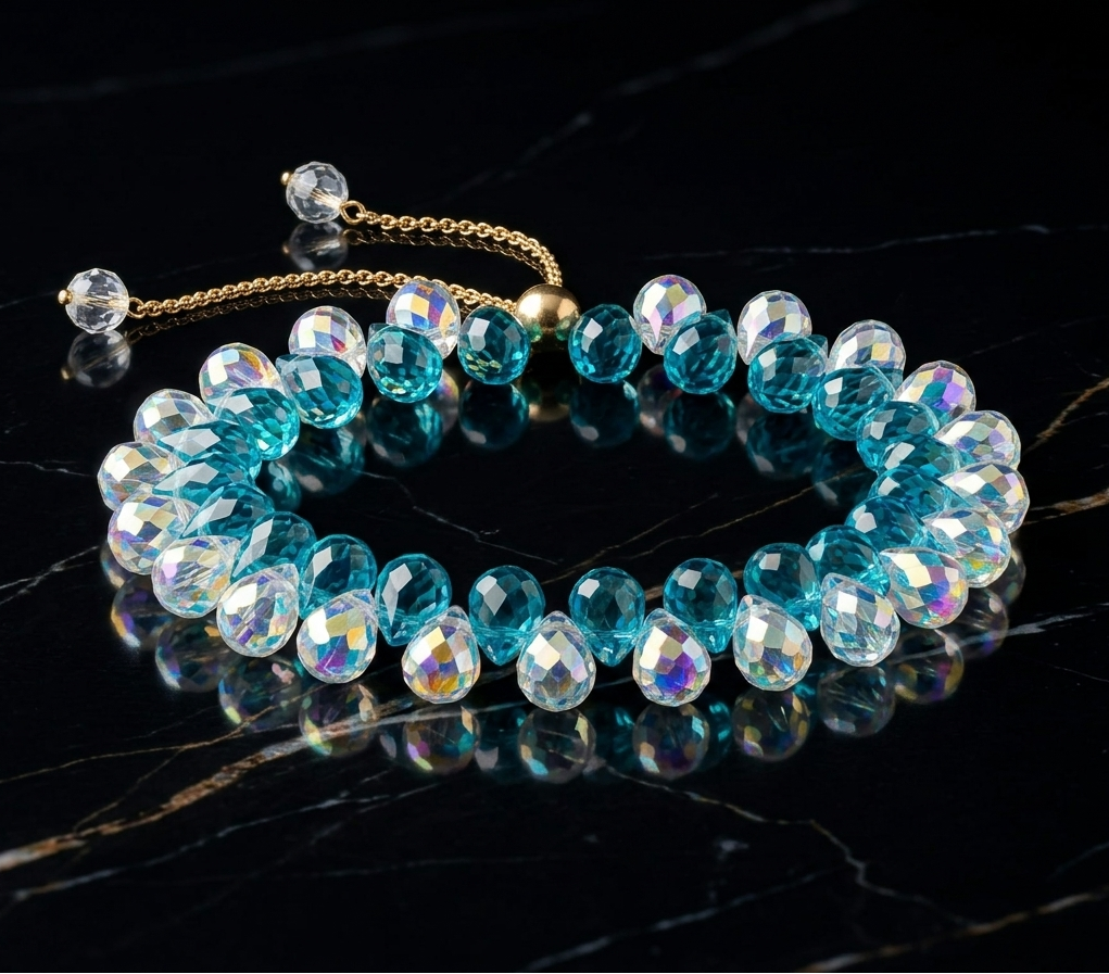 Ocean Prism Crystal Bead Bracelet