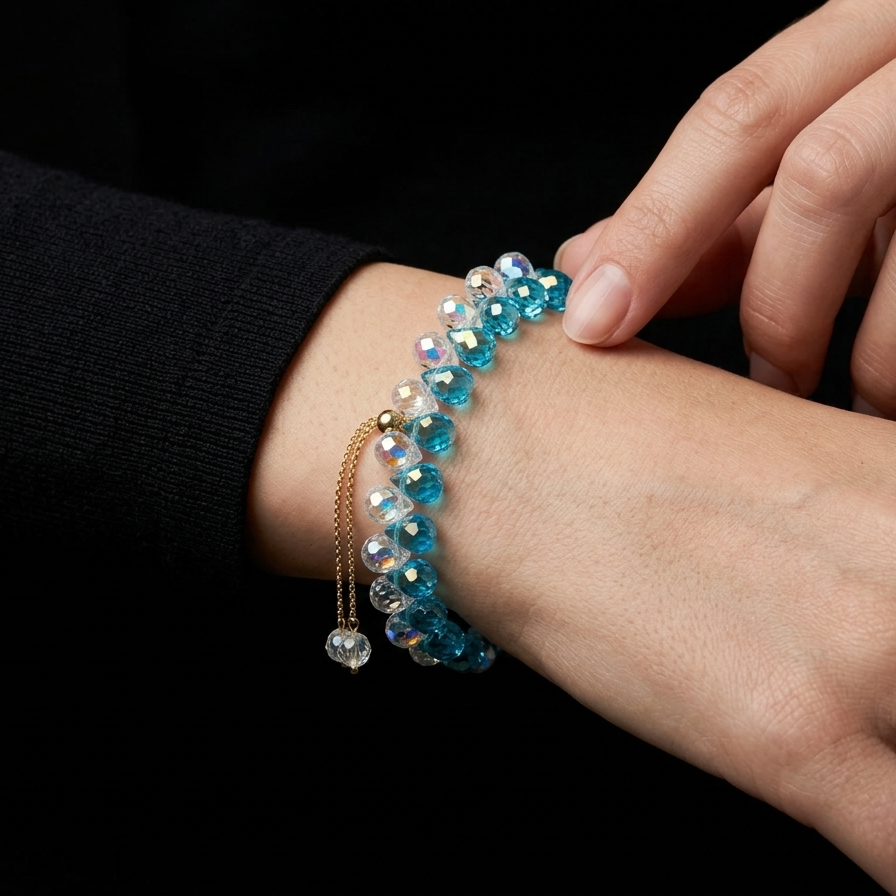 Ocean Prism Crystal Bead Bracelet
