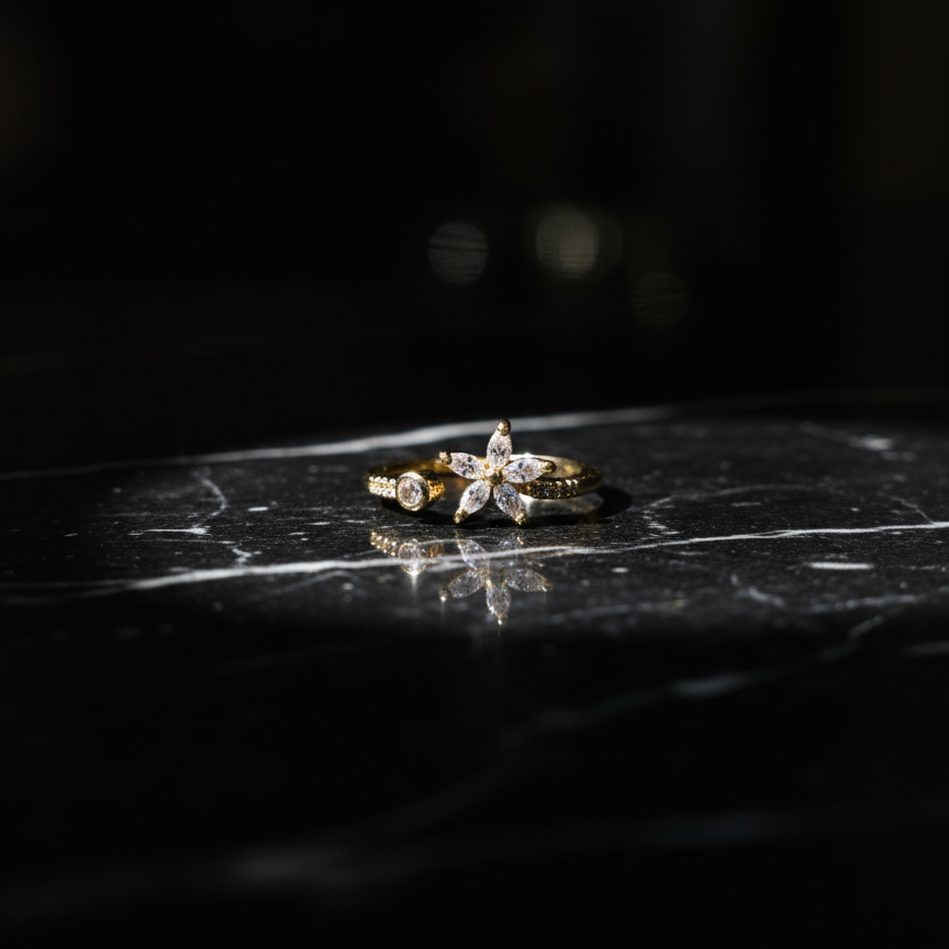 Golden Bloom Open Ring
