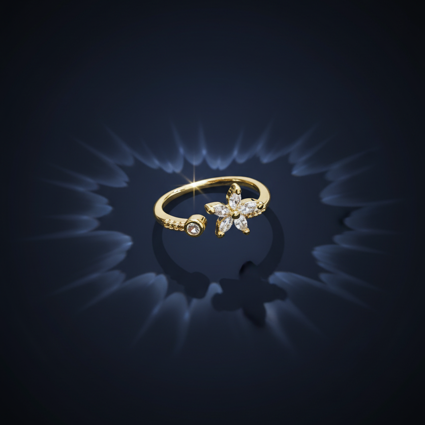 Golden Bloom Open Ring