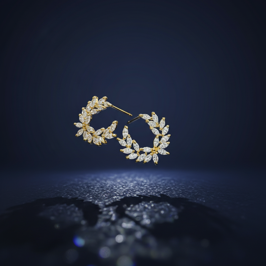 Golden Laurel Arc Earrings