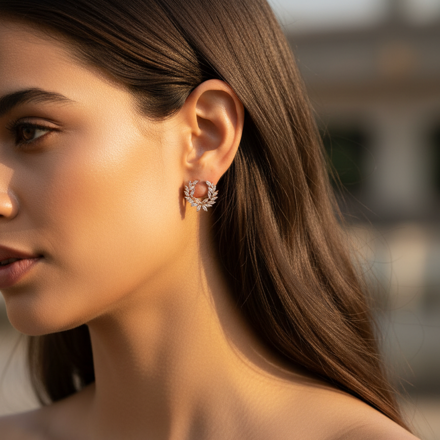 Golden Laurel Arc Earrings