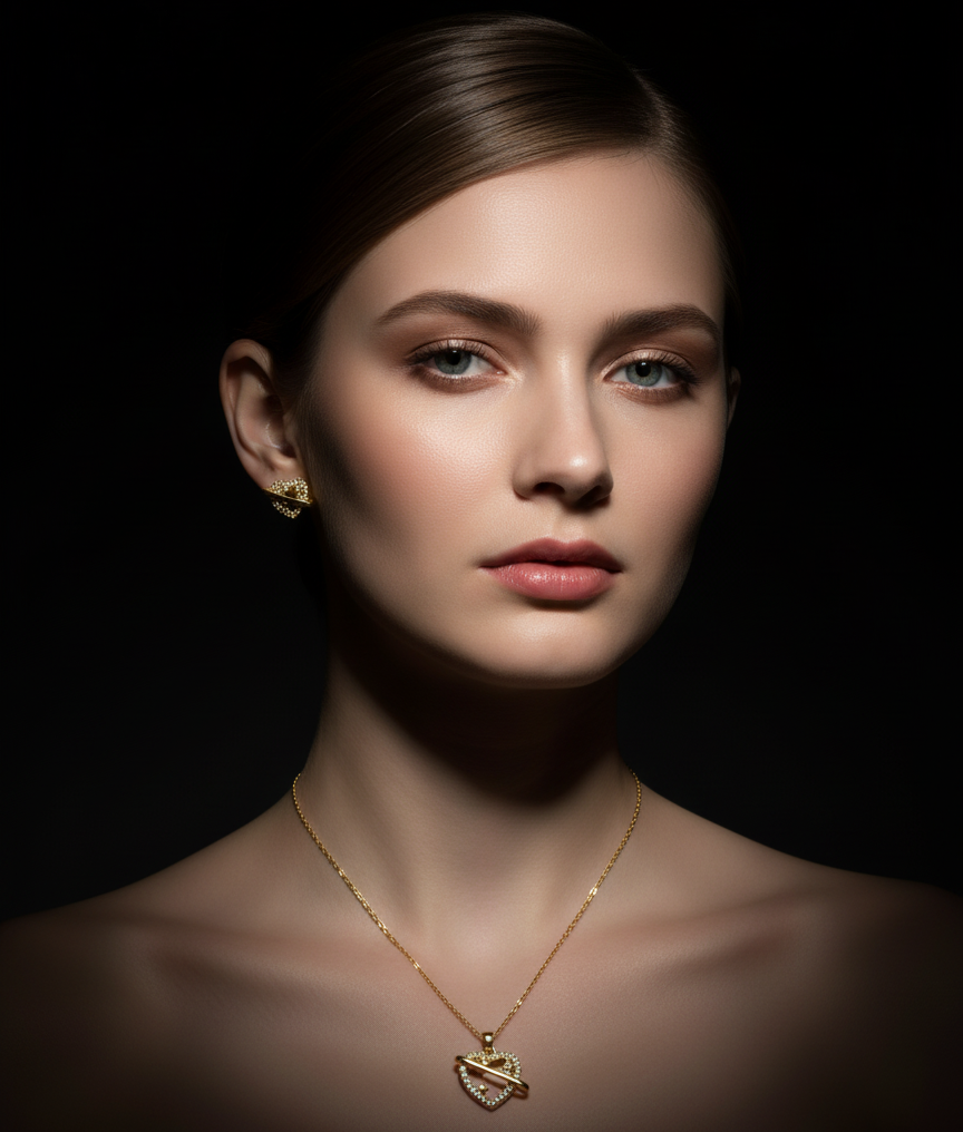 Celestial Heart Orbit Necklace & Earrings Set