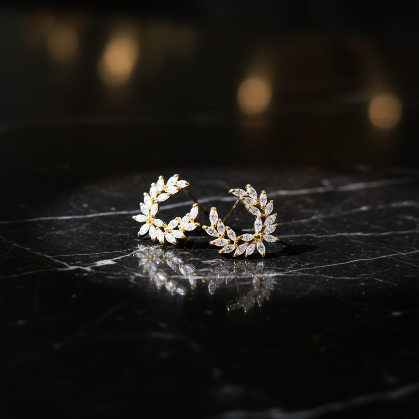 Golden Laurel Arc Earrings