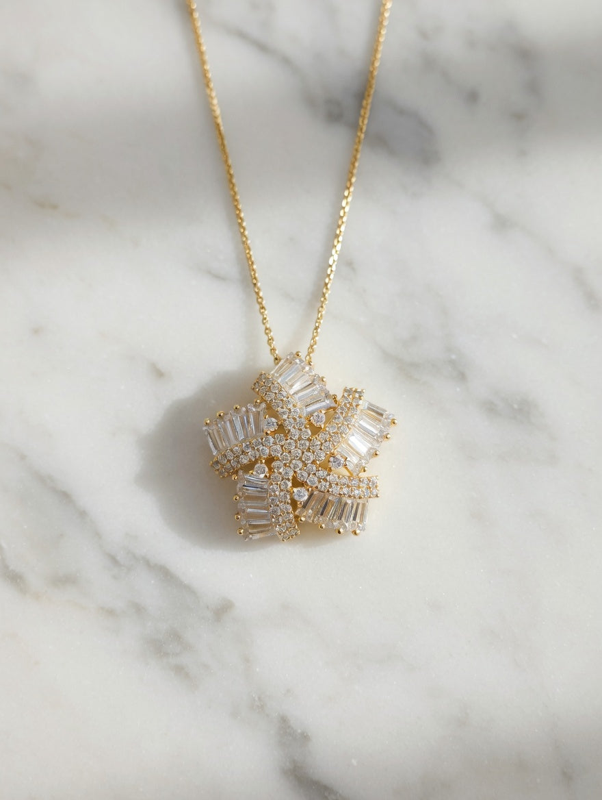 Celestial Radiance Starburst Pendant Necklace