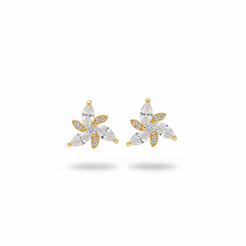 Golden Blossom Spark Stud Earrings