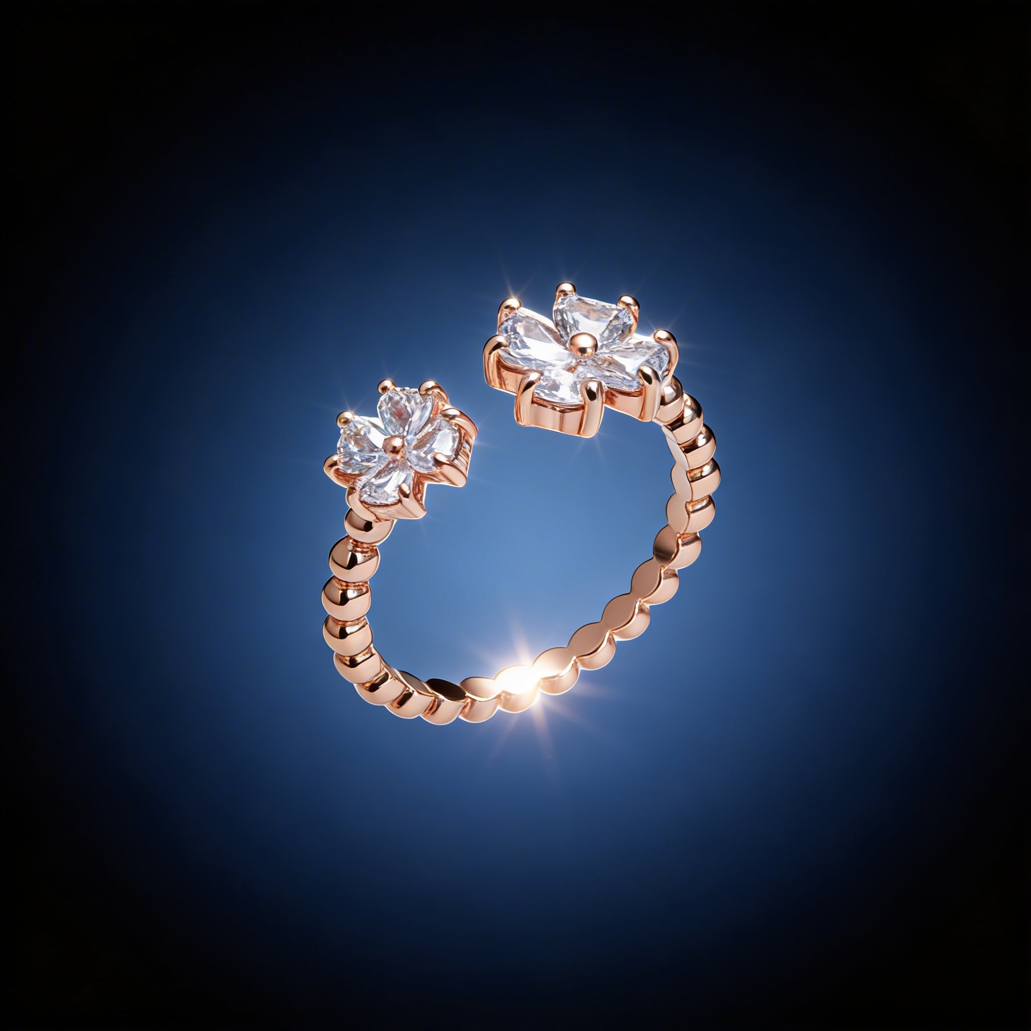 Celeste Bloom Dual Floral Open Ring