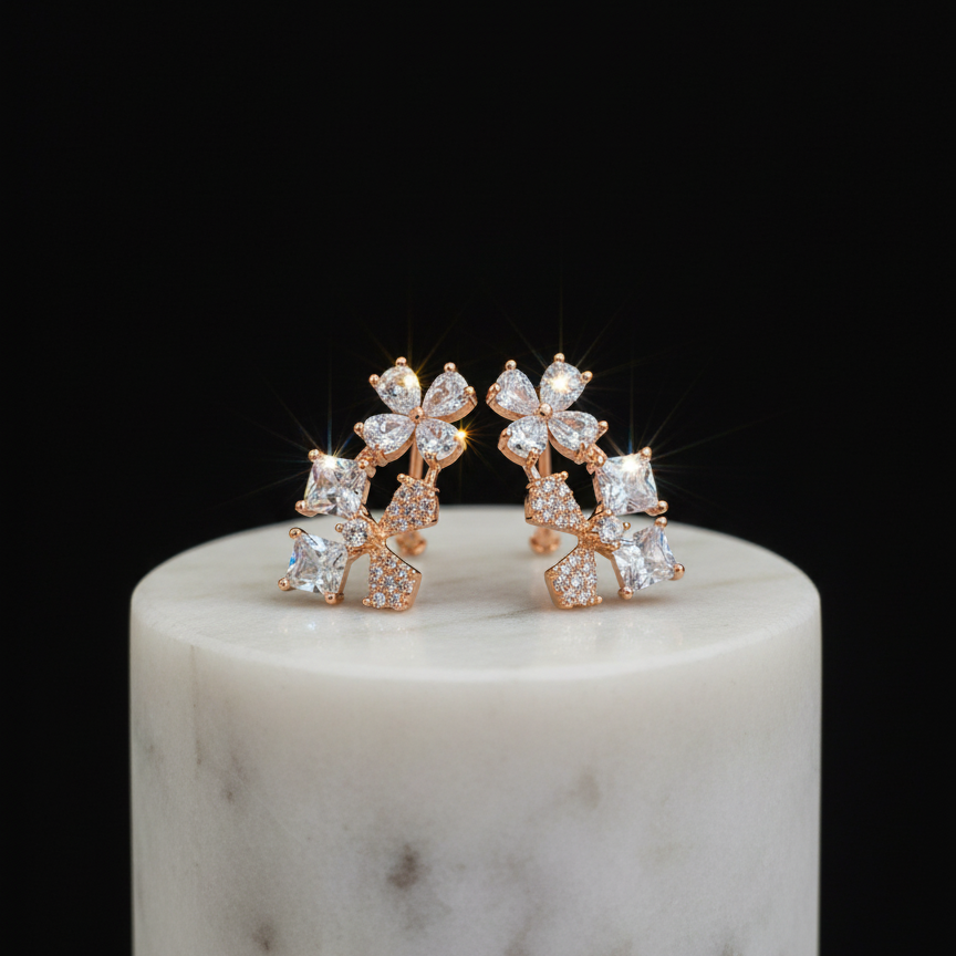 Rose Gold Bloom Cascade Earrings