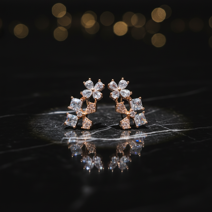 Rose Gold Bloom Cascade Earrings