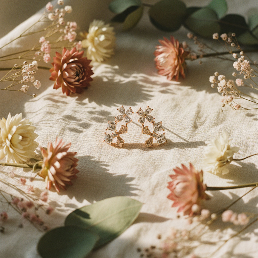 Rose Gold Bloom Cascade Earrings