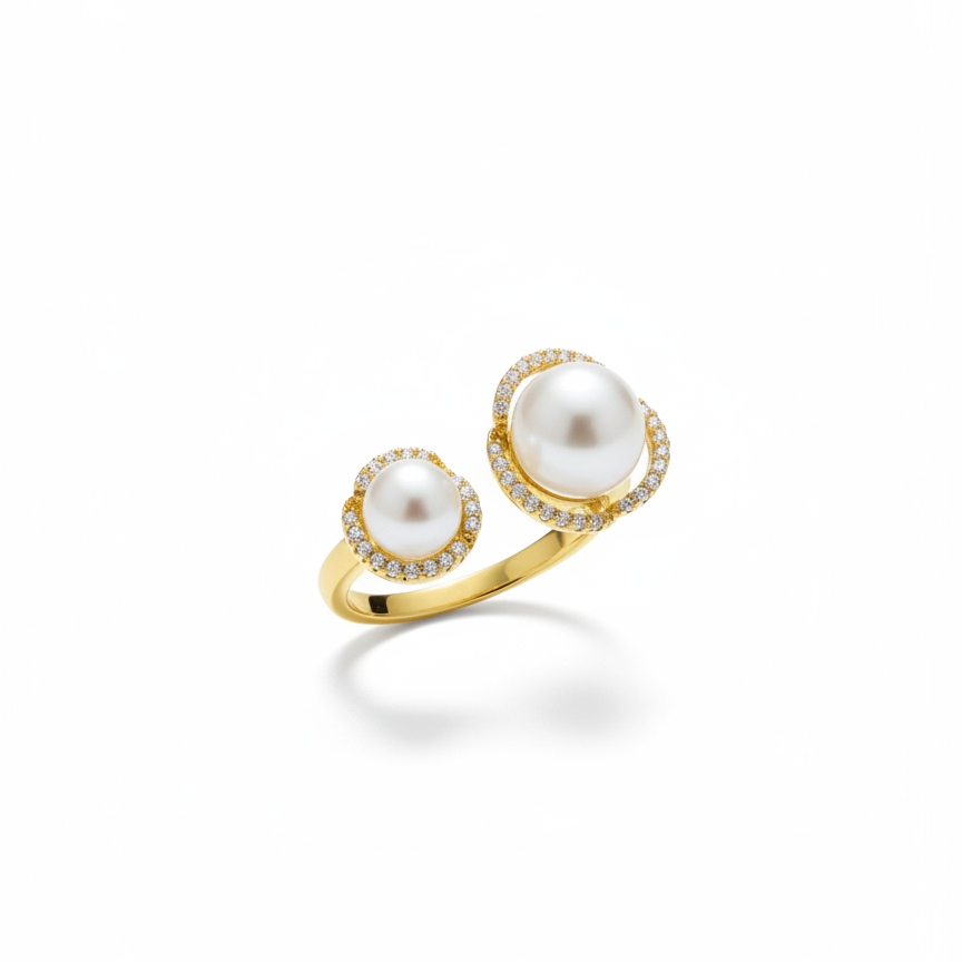 Luna Twin Pearl Halo Ring