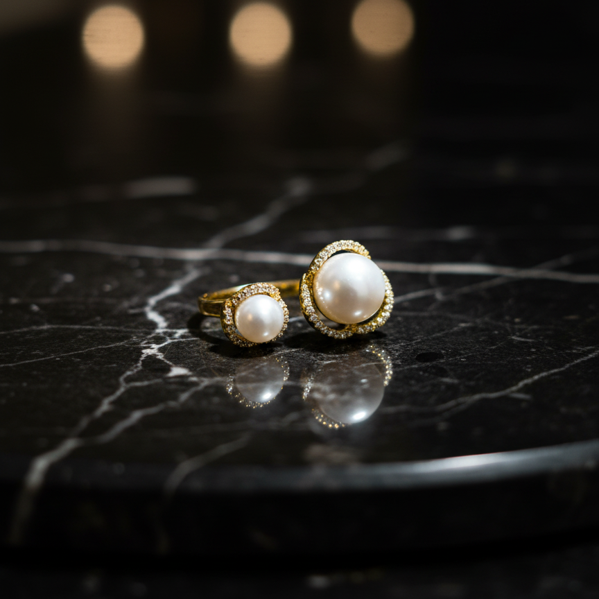 Luna Twin Pearl Halo Ring