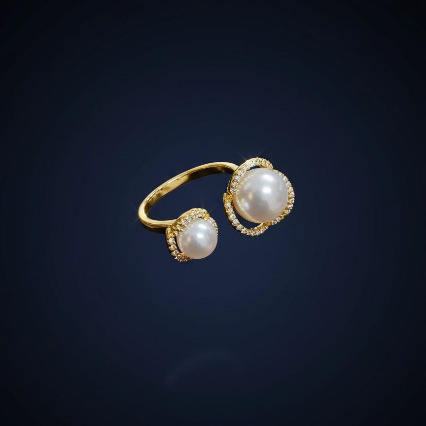 Luna Twin Pearl Halo Ring